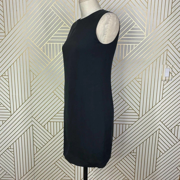 VINCE 100% Silk Sleeveless Shift Dress in Black LBD Exposed‎ Zip Back Size US 2 - Picture 8 of 12